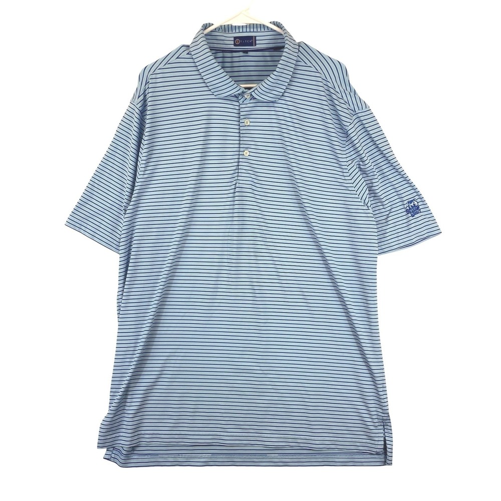 Stitch Golf Polo Shirt Performance Blue Stripe Men's XL Logo Short Sleeve